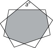 The diagram shows a shaded 9-sided polygon and 9 unshaded isosceles triangles. For each isosceles triangle, the longest side is a side of the shaded polygon and the two sides of equal length are extensions of the two adjacent sides of the shaded polygon.